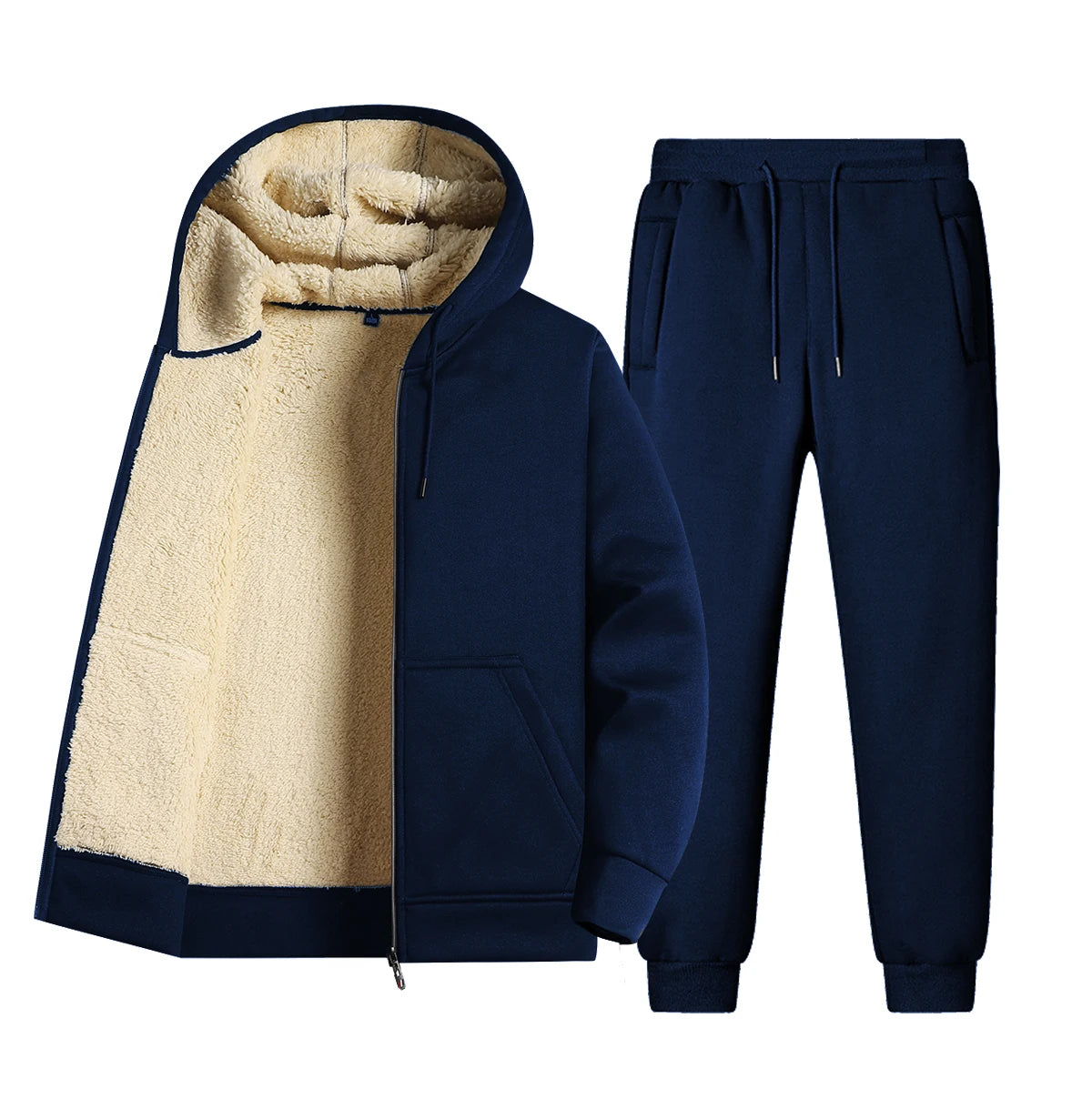 Men's Warm Tracksuit Set - Lambswool Jacket & Pants Outfit