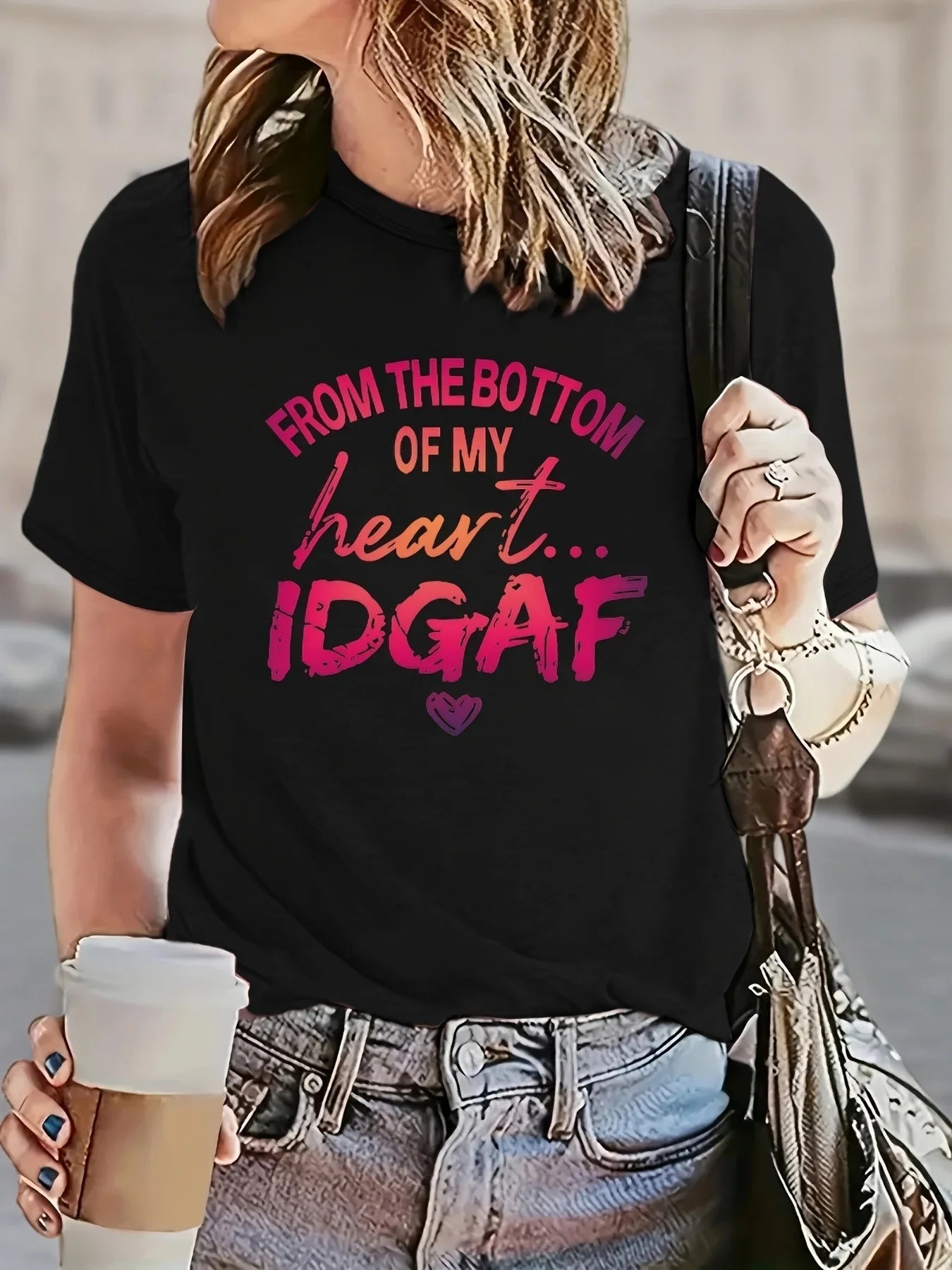 Women's Plus Size Funny Graphic T-Shirt | Bold Letter Print Casual Loose Fit Tee – Cute Gift for Women.