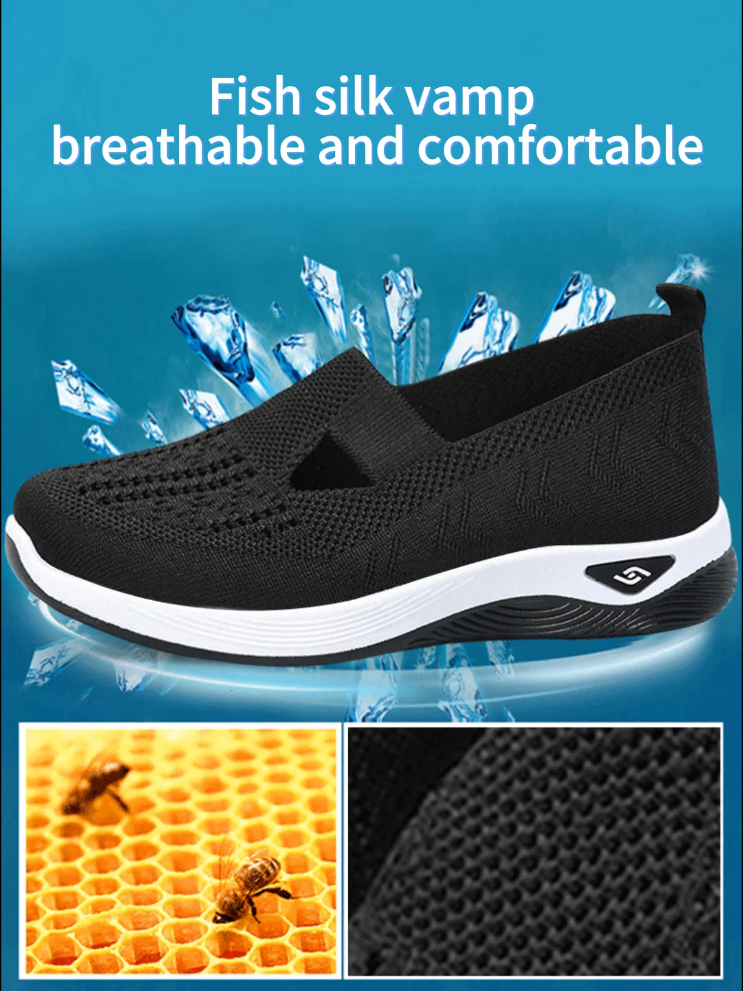 Women's Breathable Mesh Slip-On Sneakers – Lightweight Casual Walking Shoes with Soft Sole & Cutout Design