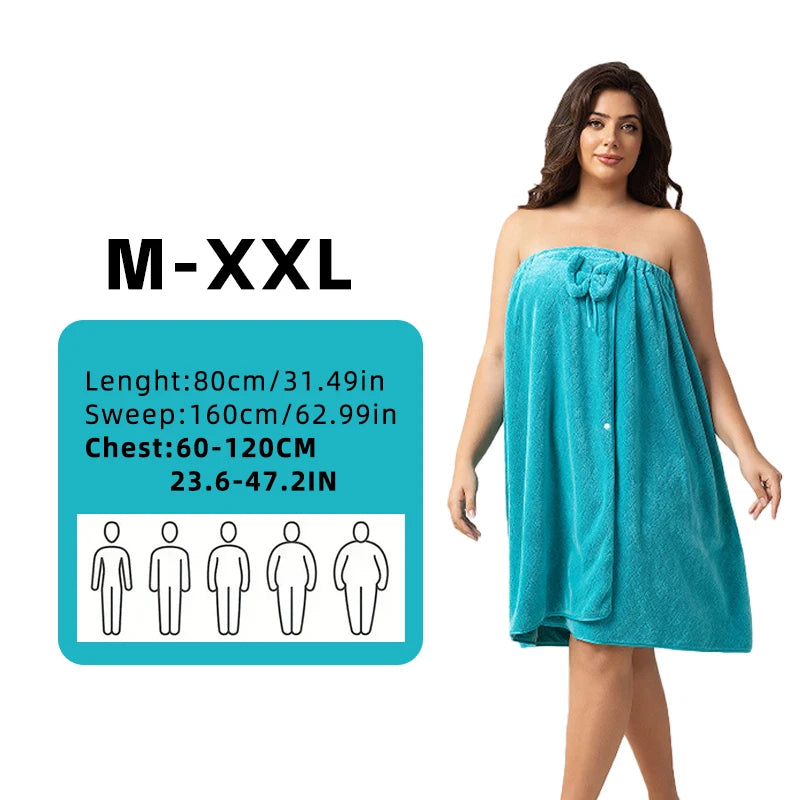 Women's Adjustable Bath Wrap Set - Ultra Soft Woven Towel & Hair Cap for Travel, Spa & Sauna