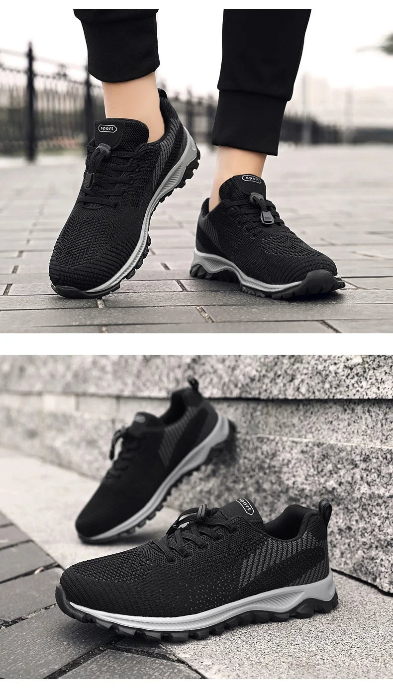Women's Breathable Running Sneakers - Air Mesh Lace-Up Athletic Shoes - Lightweight Sport