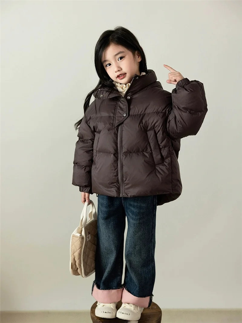 Unisex Kids Hooded Down Puffer Jacket - Warm Winter Coat for Boys & Girls (3-12 Years)