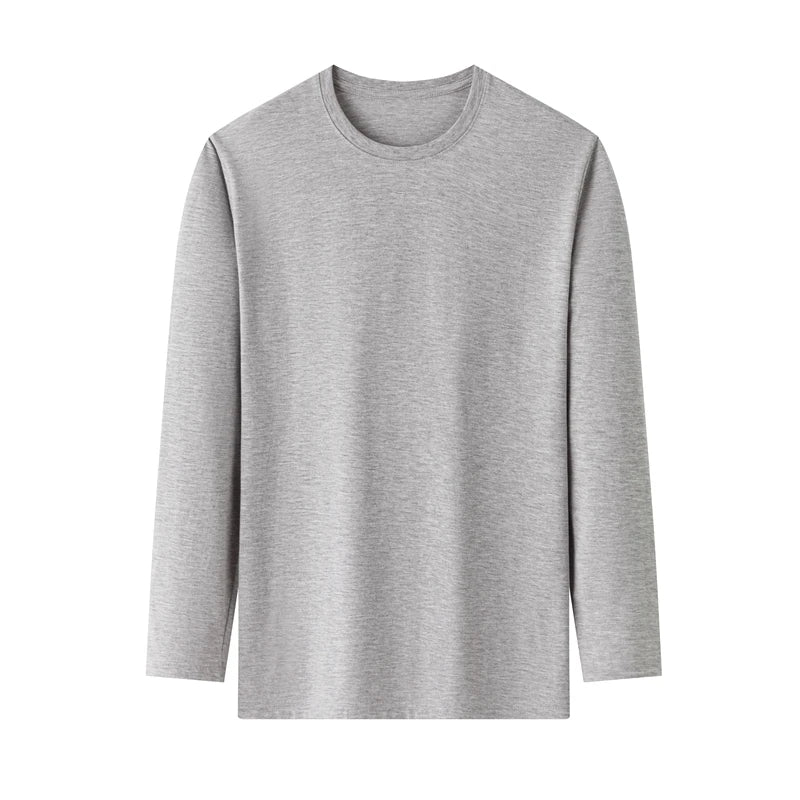 ASJP Men's 100% Cotton Long Sleeve Shirt | Breathable Casual Crew Neck Top for Summer & Everyday Wear