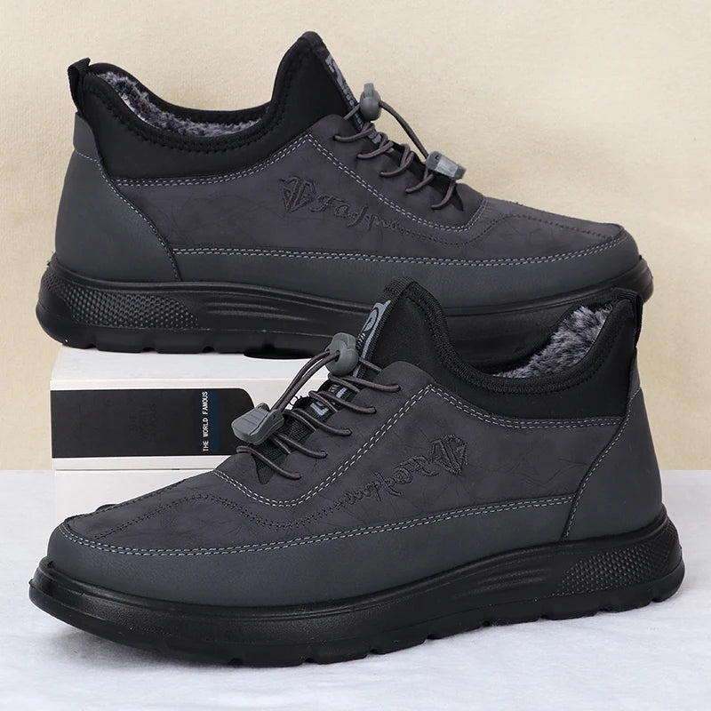 Men's 2025 NoEnName Winter Lace-Up Snow Boots - Warm & Waterproof"