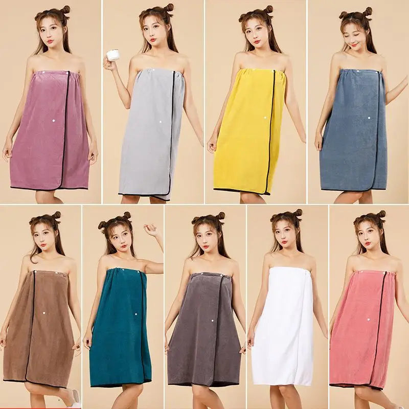 Premium Spa Towel Wrap Robe - Soft & Absorbent Cotton/Polyester, Quick-Dry & Wearable