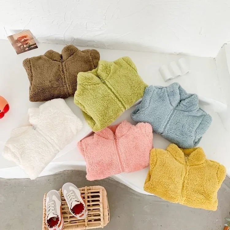 Unisex Kids Plush Faux Fur Jacket - Soft Winter Coat for Toddlers 1-6 Years