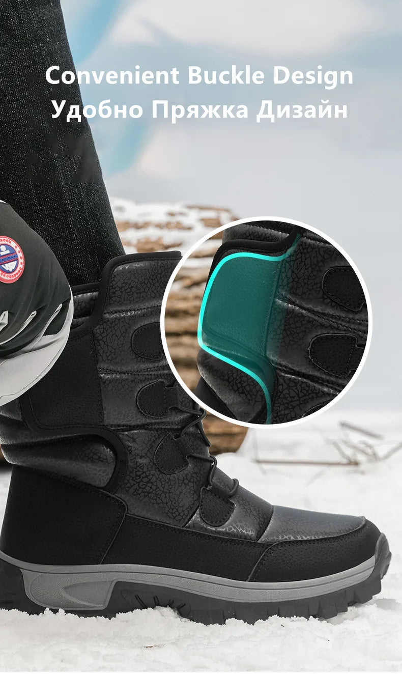 Women's Plush-Lined Waterproof Snow Boots - Platform Winter Hiking Ankle Boots