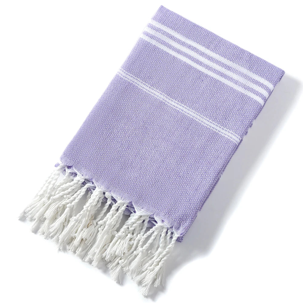 Style-Oriented Fringed Turkish Beach Towel - Lightweight Cotton Polyester Quick Dry Towel for Beach & Spa