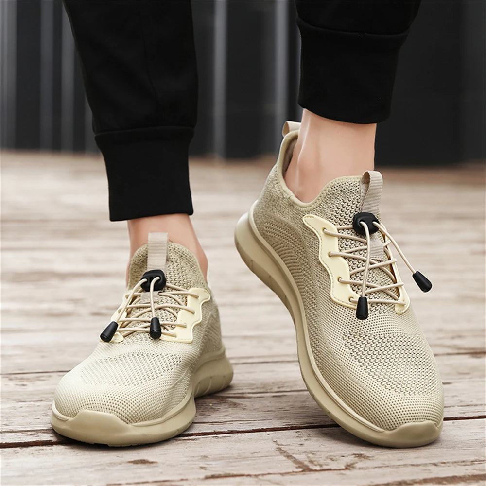 Men's WQT Flyknit Elastic Slip-On Sneakers – Lightweight Breathable Mesh Running Style Shoes with EVA Sole
