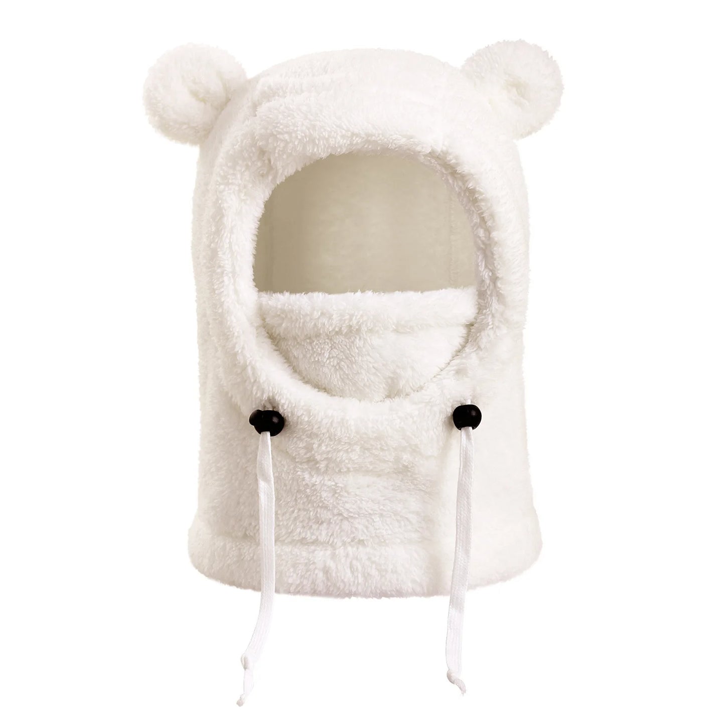 Unisex Winter Bear Ears Hood - Integrated Hat Scarf Mask Fleece Beanie