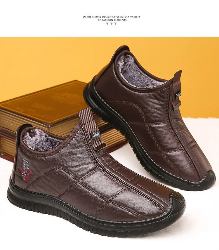 Men's Waterproof Winter Boots - Warm Non-Slip Platform Shoes