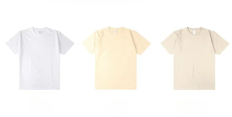 Men's 250g Combed Cotton T-Shirt | Heavyweight Solid Color O-Neck Short Sleeve Tee | Loose Casual Fit | XS–2XL