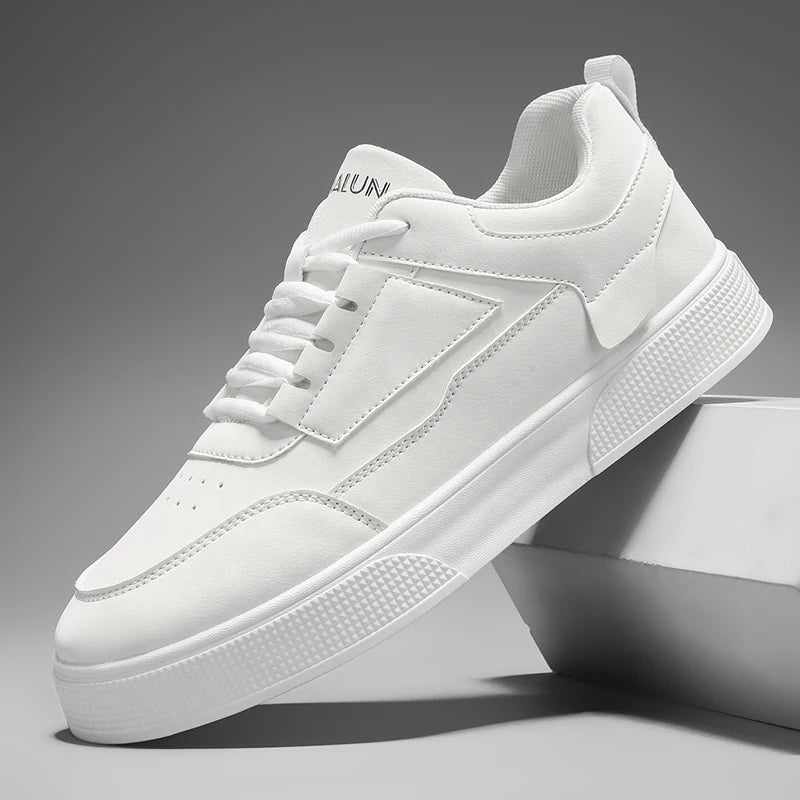 Men's Retro Skate Sneakers – Breathable Mesh Lining, Wear-Resistant Artificial Leather Lace-Up Shoes | White, Black & Grey | Spring/Autumn