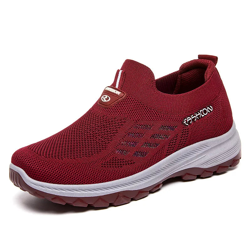 Women's Breathable Mesh Slip-On Sneakers – Lightweight EVA Comfort Walking Loafers with Rubber Sole