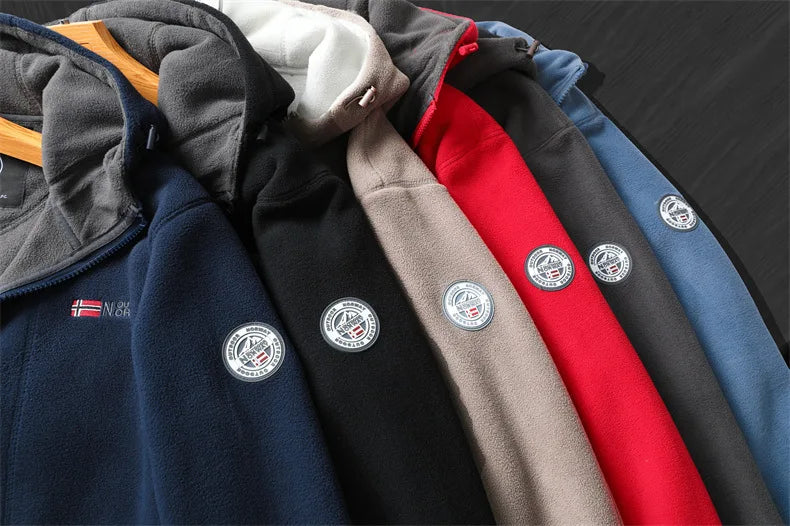 Men's Premium Winter Fleece Jacket - Stylish Hooded Wool Blend Coat for Outdoor Adventures