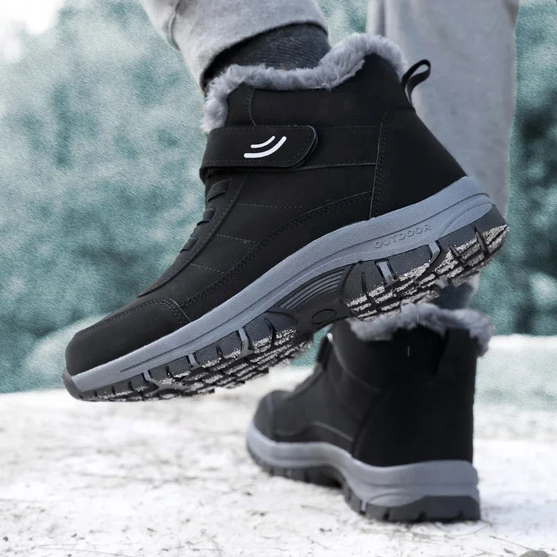 Women's Plush-Lined Waterproof Winter Boots - Platform Non-Slip Hiking Ankle Boots