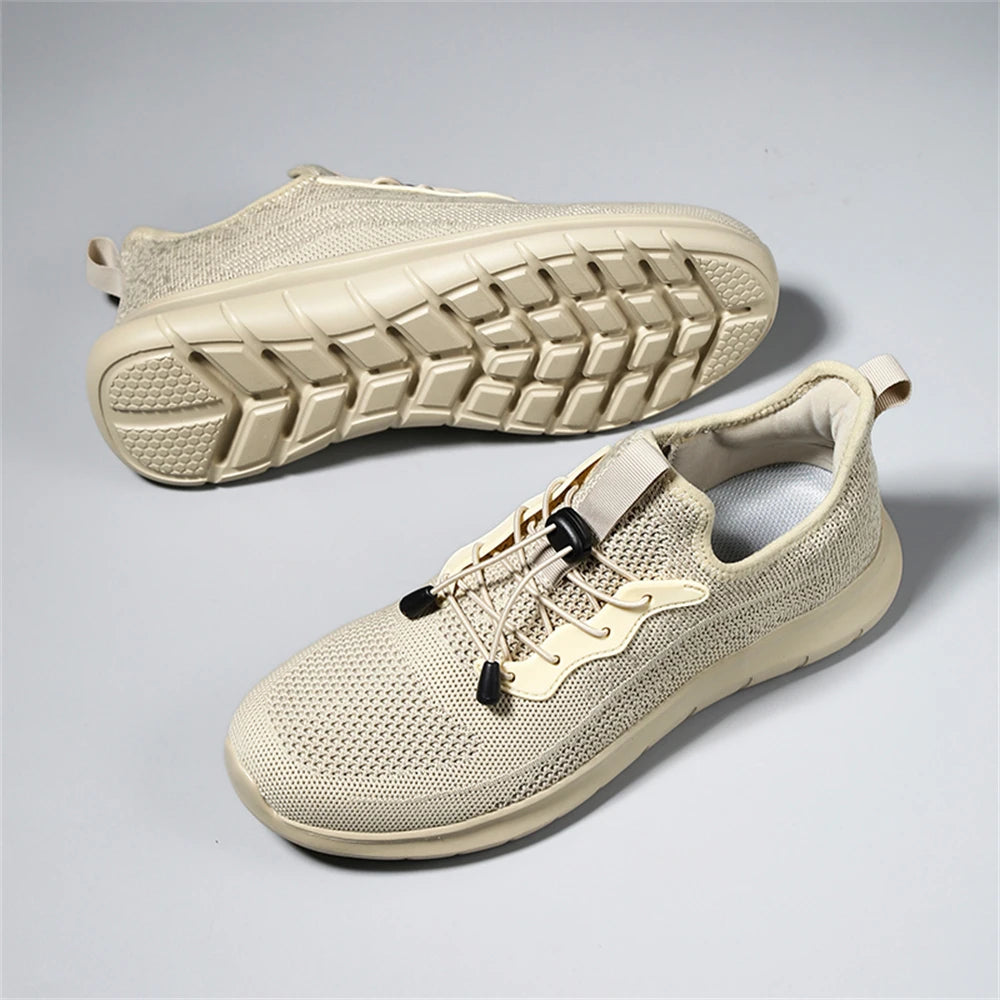 Men's WQT Flyknit Elastic Slip-On Sneakers – Lightweight Breathable Mesh Running Style Shoes with EVA Sole