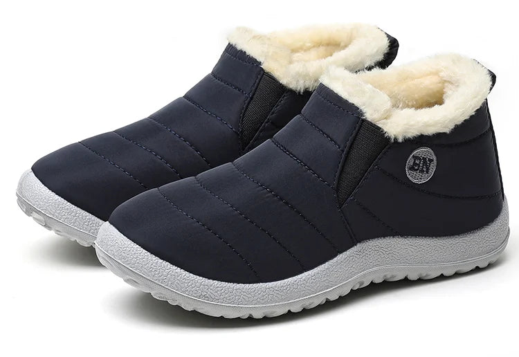 Men's Waterproof Winter Snow Boots - Plush-Lined Slip-On Ankle Boots