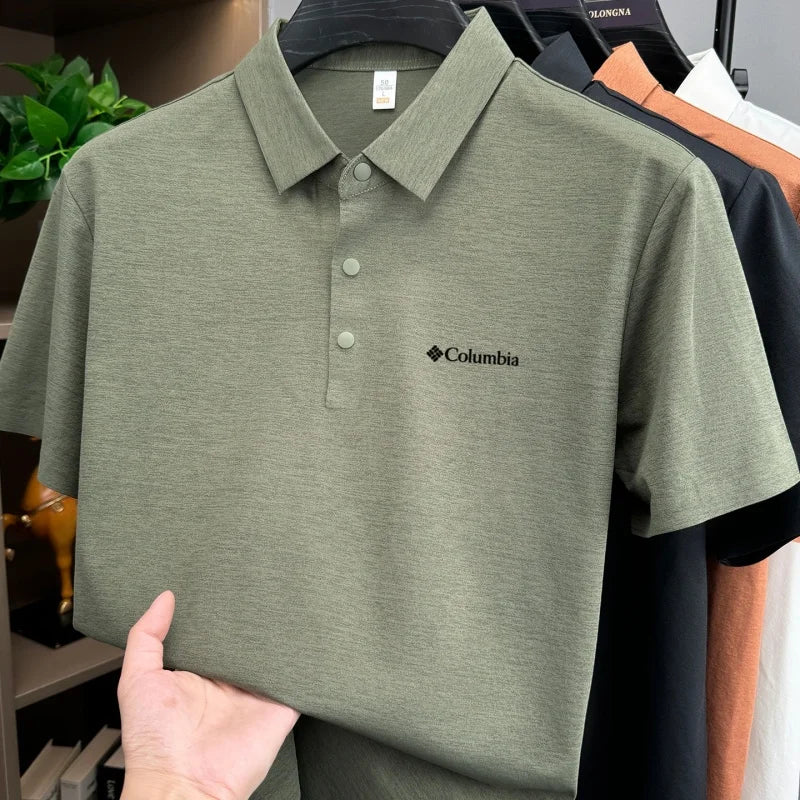 Men's Embroidered Polo Shirt – Anti-Wrinkle Breathable Short Sleeve Summer Top