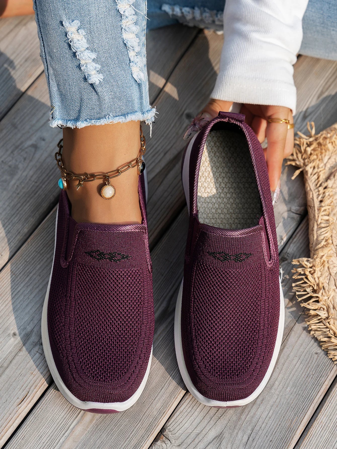 Women's Slip-On Casual Flats | Breathable Cotton Sneakers | Lightweight Comfort Walking Shoes