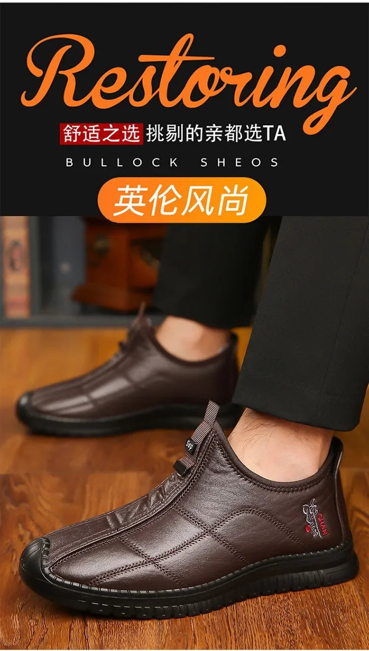 Men's Waterproof Winter Boots - Warm Non-Slip Platform Shoes