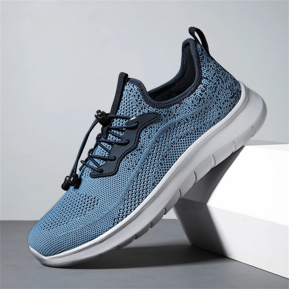 Men's WQT Flyknit Elastic Slip-On Sneakers – Lightweight Breathable Mesh Running Style Shoes with EVA Sole