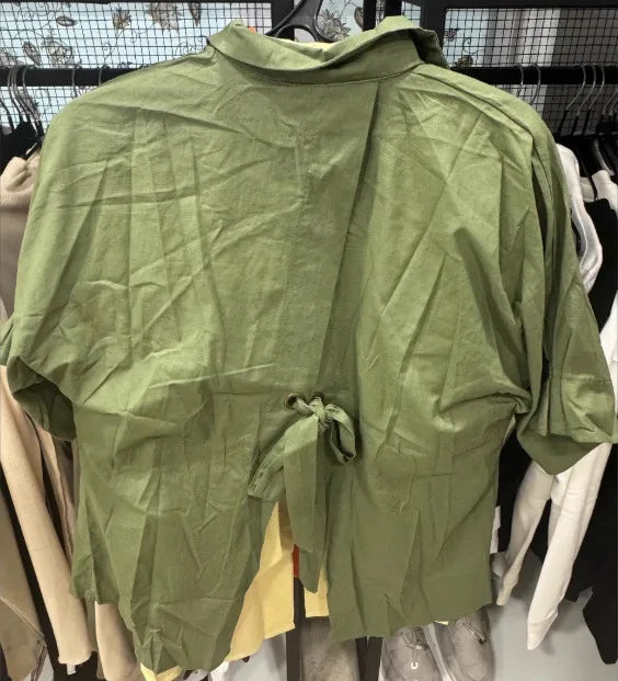 Women's Cotton Linen Button-Up Shirt - Casual Loose Fit Blouse for Summer