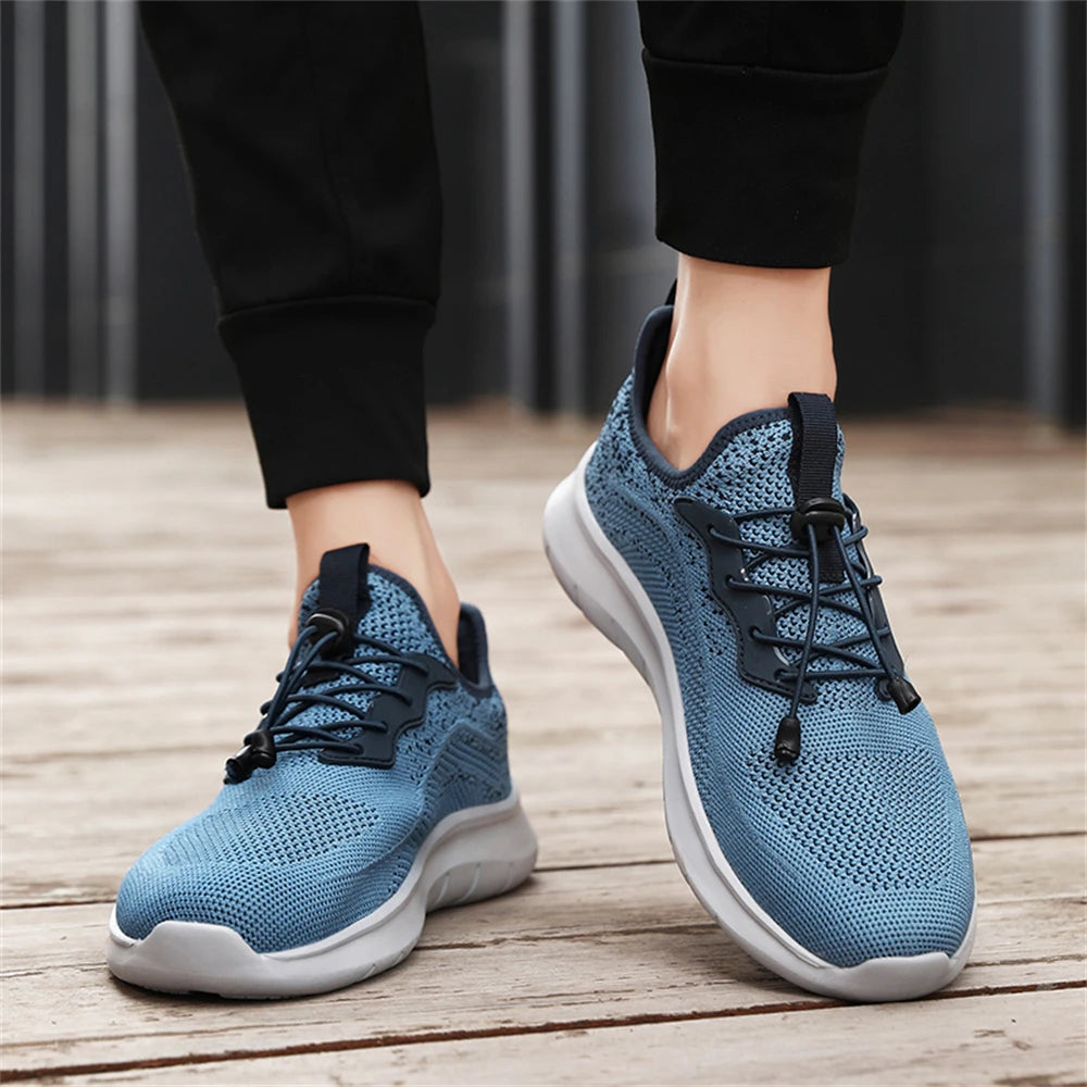 Men's WQT Flyknit Elastic Slip-On Sneakers – Lightweight Breathable Mesh Running Style Shoes with EVA Sole