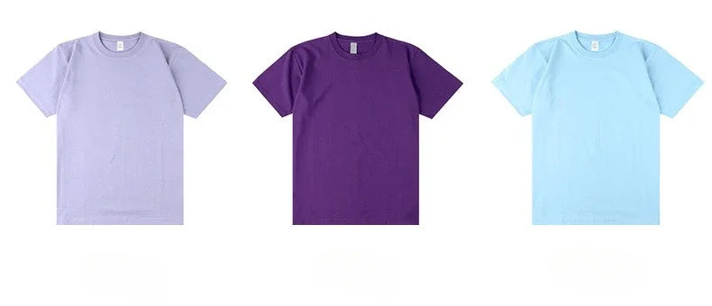 Men's 250g Combed Cotton T-Shirt | Heavyweight Solid Color O-Neck Short Sleeve Tee | Loose Casual Fit | XS–2XL