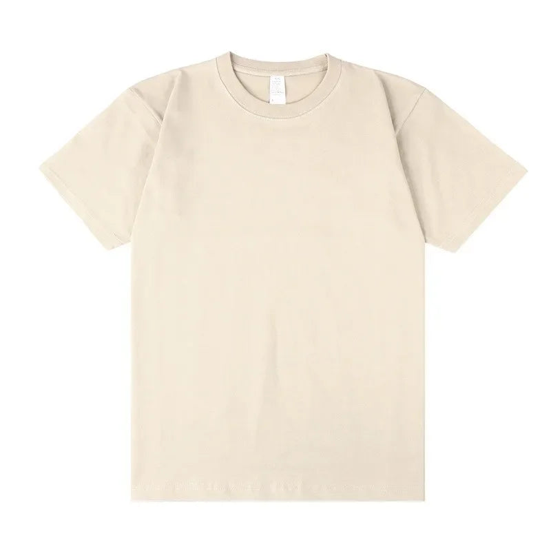 Men's 250g Combed Cotton T-Shirt | Heavyweight Solid Color O-Neck Short Sleeve Tee | Loose Casual Fit | XS–2XL