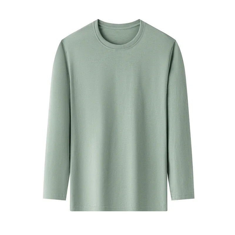 ASJP Men's 100% Cotton Long Sleeve Shirt | Breathable Casual Crew Neck Top for Summer & Everyday Wear
