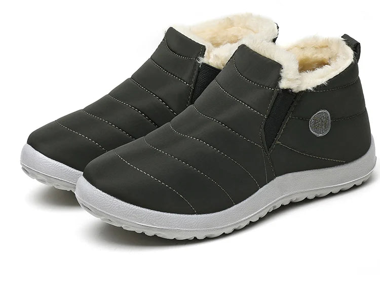 Men's Waterproof Winter Snow Boots - Plush-Lined Slip-On Ankle Boots
