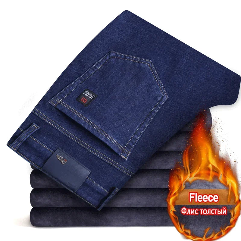 Men's Warm Fleece-Lined Jeans: Stylish Comfort for Winter!"