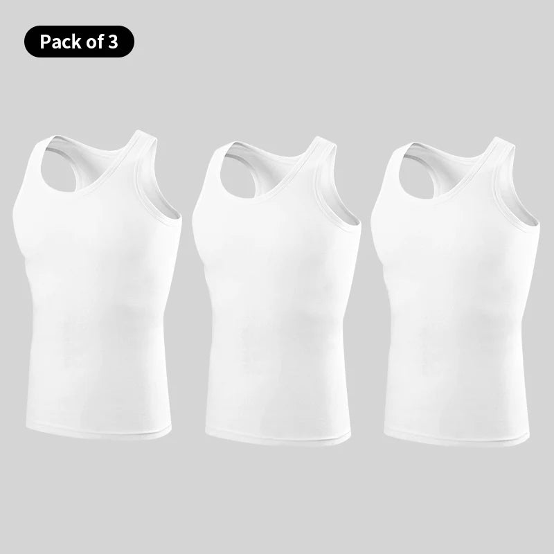 Men's Cotton Sleeveless Tank Top | Skinny Fit Gym Fitness Vest – 1, 3 or 5 Pack Bundle | Casual Sport Training Undershirt