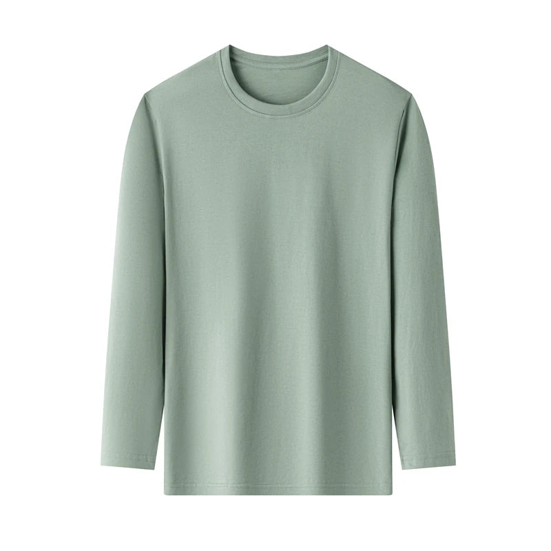 ASJP Men's 100% Cotton Long Sleeve Shirt | Breathable Casual Crew Neck Top for Summer & Everyday Wear