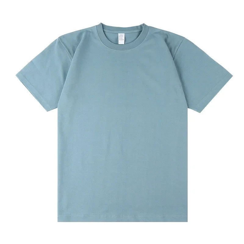 Men's 250g Combed Cotton T-Shirt | Heavyweight Solid Color O-Neck Short Sleeve Tee | Loose Casual Fit | XS–2XL