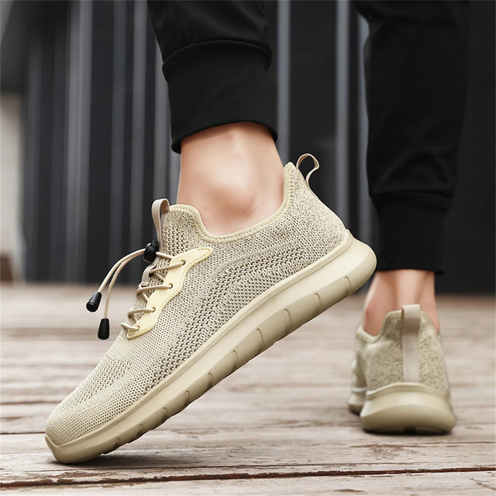 Men's WQT Flyknit Elastic Slip-On Sneakers – Lightweight Breathable Mesh Running Style Shoes with EVA Sole