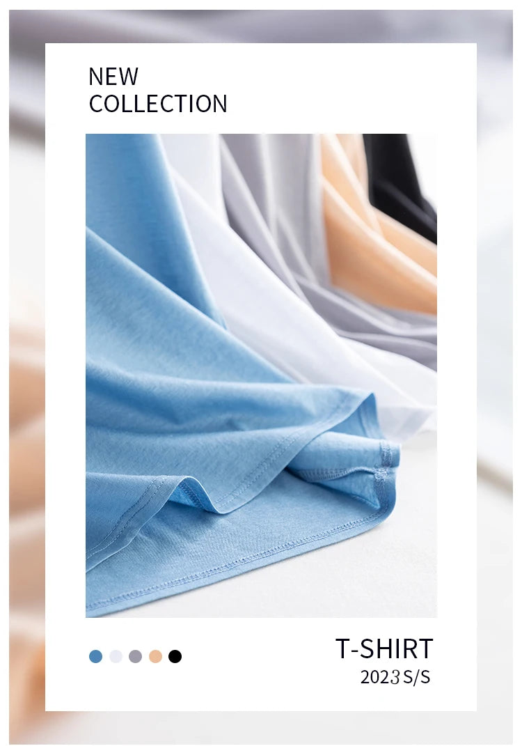 Eesswel Women's V-Neck Silk-Blend T-Shirt | Soft Breathable Summer Tee | Casual Short Sleeve Solid Top – Multiple Colors