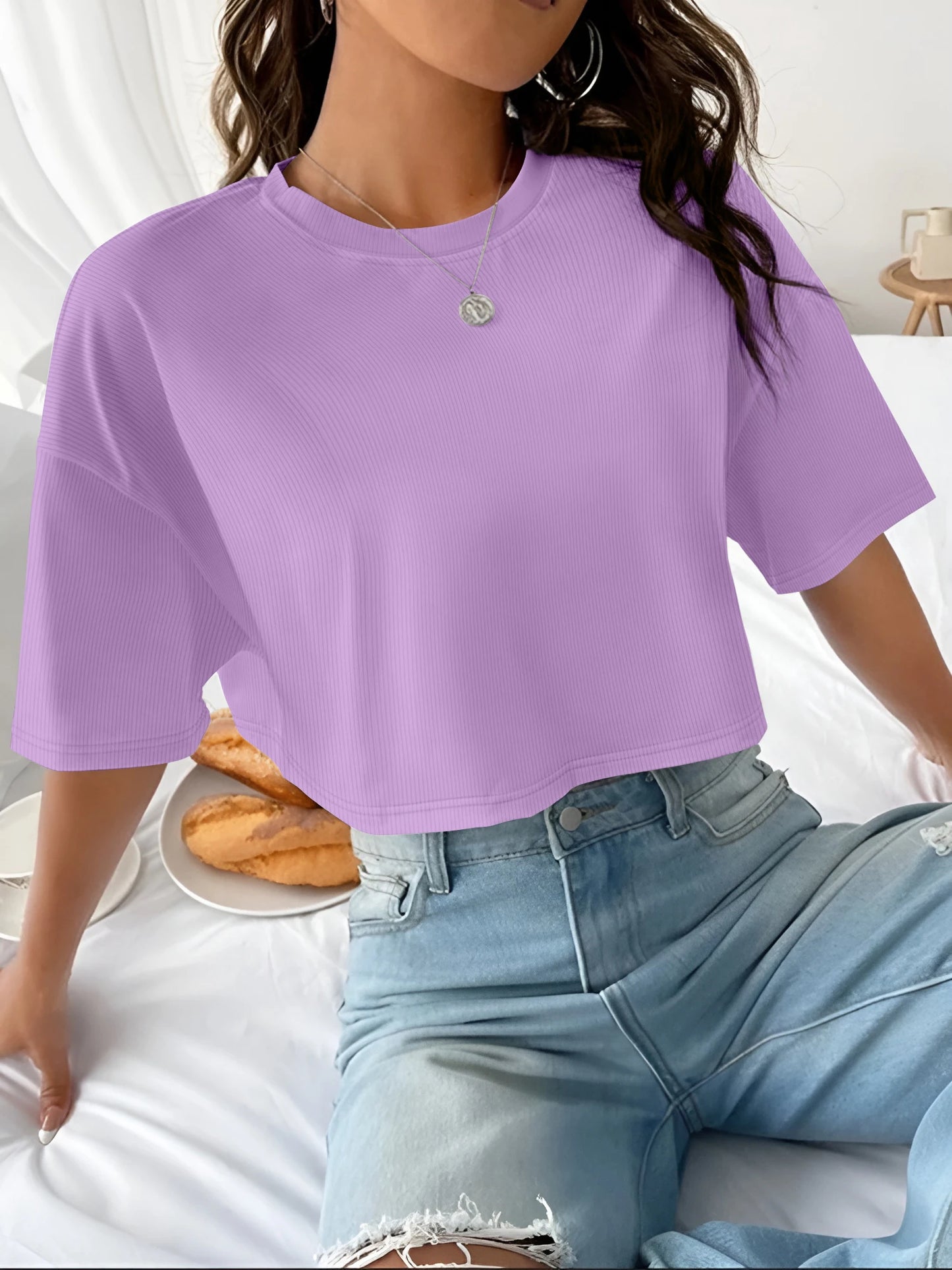 Women's Ribbed Crop Top | Short Sleeve Stretch Tee | Y2K Casual Summer Streetwear