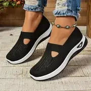 Women's Lightweight Knit Walking Sneakers - Breathable Low-Top Athletic Shoes