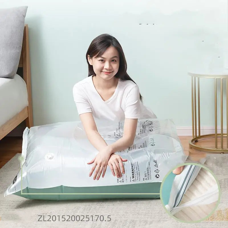 Vacuum Storage Bags for Clothes & Blankets – No-Pump Space-Saving Compression Bags (Travel & Home Organizer)
