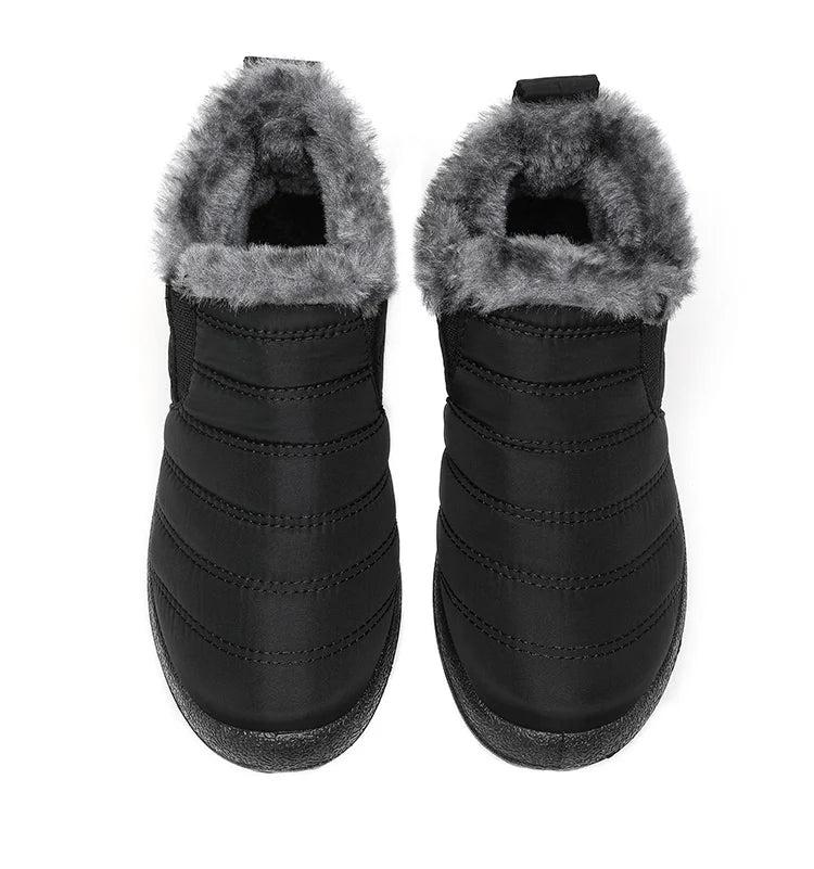 Men's Waterproof Winter Snow Boots - Plush-Lined Slip-On Ankle Boots