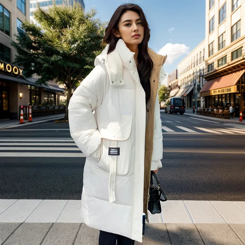 Women's 2024 Hooded Cotton Padded Parka Jacket-Long & Stylish