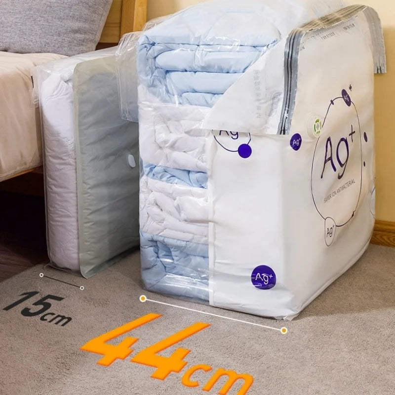 TAILI Antibacterial Vacuum Storage Bags – No-Pump Compression Bags with Ag+ Silver Ion for Clothes & Blankets | Travel & Home Organizer