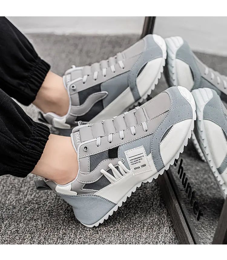 Syflyno Men's Lace-Up Athletic Sneakers — Breathable Mesh Running Shoes for Spring & Autumn | Anti-Slip Gym Trainers