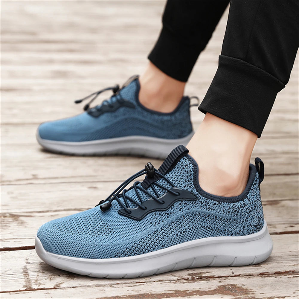 Men's WQT Flyknit Elastic Slip-On Sneakers – Lightweight Breathable Mesh Running Style Shoes with EVA Sole