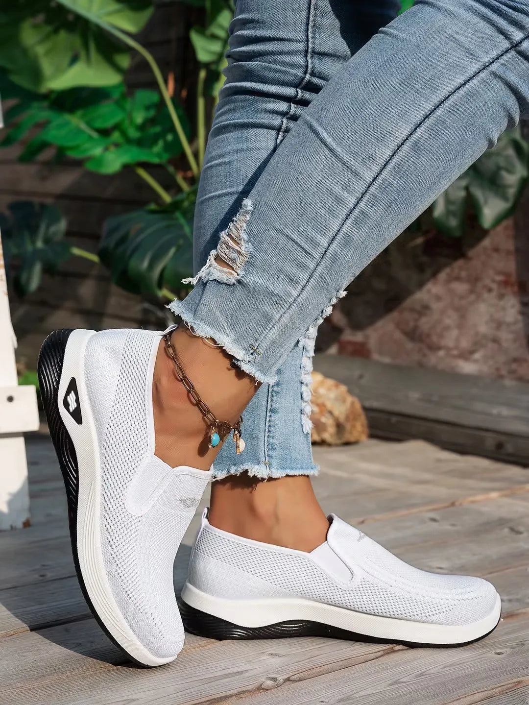 Women's Slip-On Casual Flats | Breathable Cotton Sneakers | Lightweight Comfort Walking Shoes