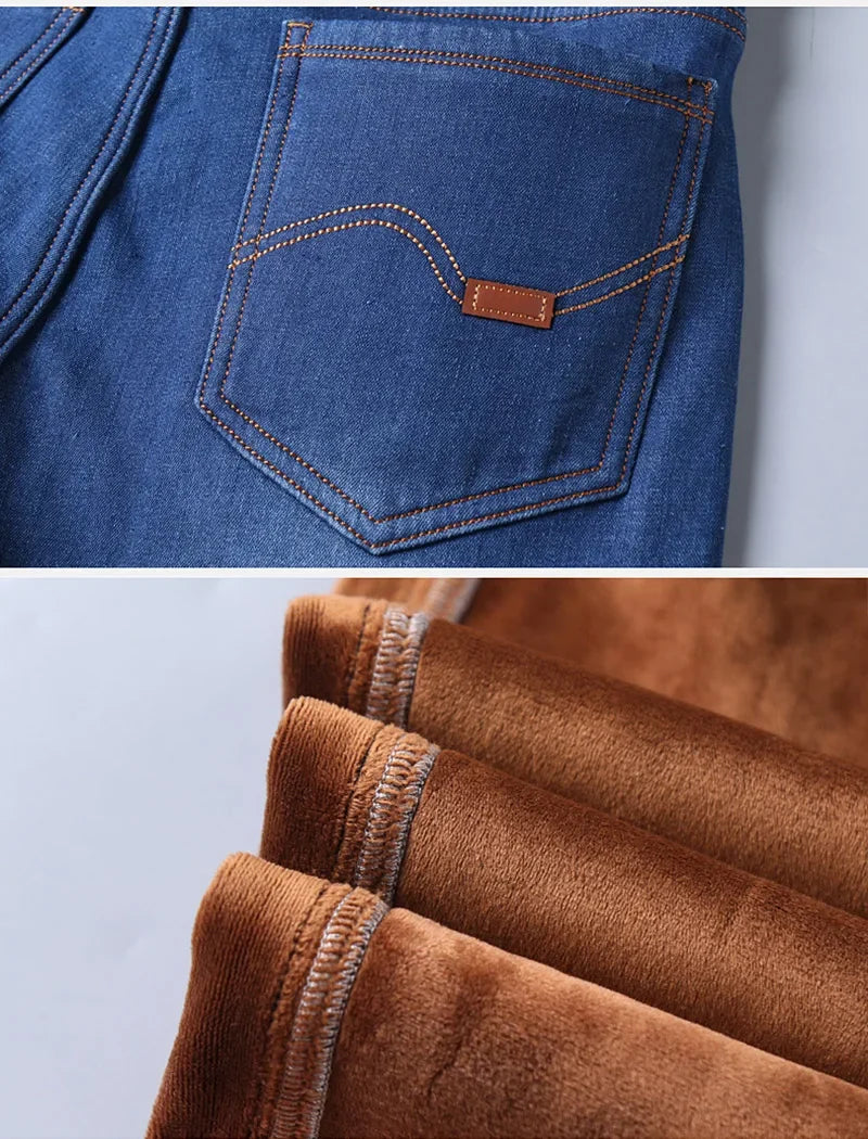 Men's 2024 Winter Fleece-Lined Casual Jeans - Regular Fit