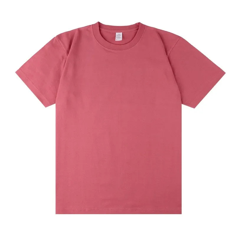 Men's 250g Combed Cotton T-Shirt | Heavyweight Solid Color O-Neck Short Sleeve Tee | Loose Casual Fit | XS–2XL