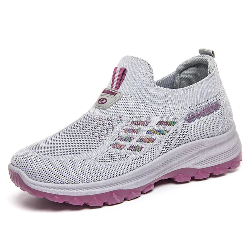 Women's Breathable Mesh Slip-On Sneakers – Lightweight EVA Comfort Walking Loafers with Rubber Sole